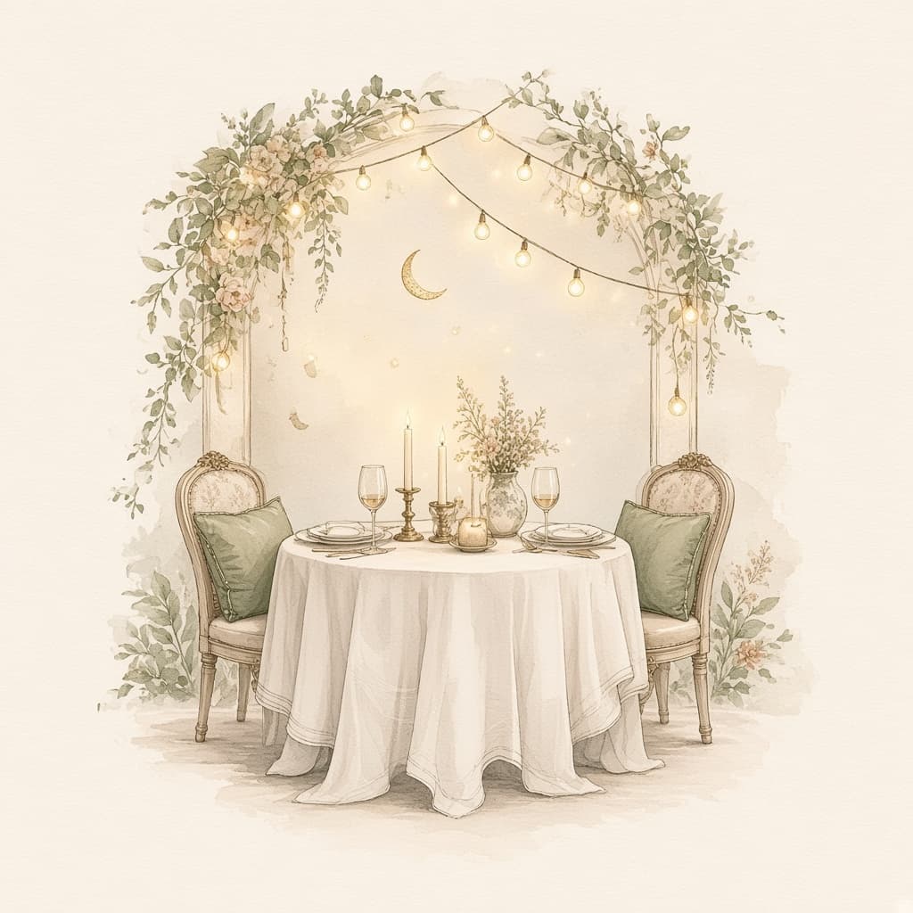 Watercolor illustration for Dinner Soiree